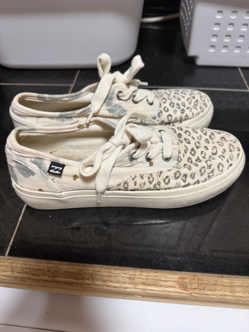 Billabong Cream Leopard-Print Canvas Low-Tops